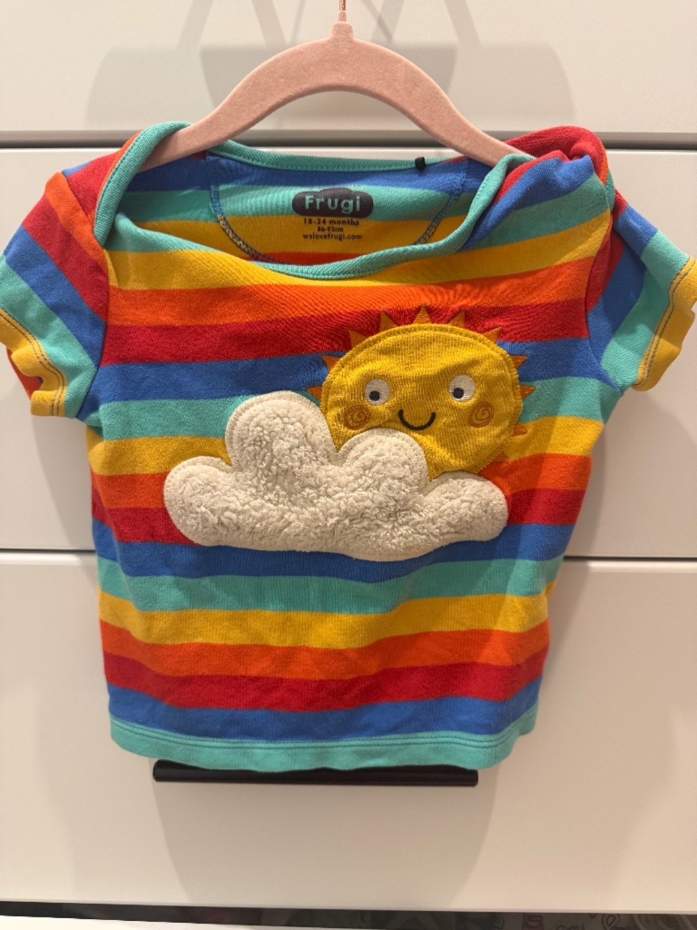 Frugi rainbow sunshine decal t-shirt 18-24 months